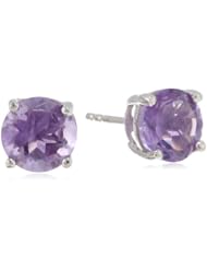 Sterling Silver and Amethyst Stud Earrings