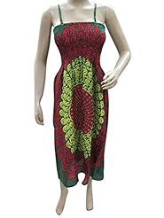 General Print Spaghetti Strap Shirred Summer Cotton Peasant Dress/Evening Dress/Maxi Dress 