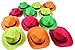 Novelty Place 24Pcs Neon Plastic Party Hats, Fedora with Gangster Mafia Style, UV Blacklight Glow Party Stars Rave Hats for Kids and Teens in Birthday, Concerts, Music Party