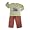 Mis Tee V-Us - Toddler Boys Long Sleeve Pant Set, Tan, Red (Size 3T)