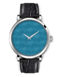 SPRAWL Aanalog Fashion Series Silver Ladies Watches of Genuine Black Leather Strap,Unique Wrist Watch for Women Girls Designed with Background blue clouds