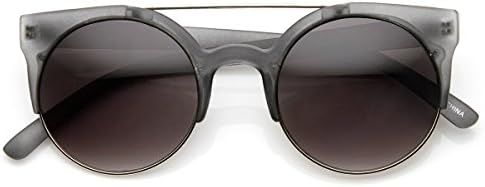 zeroUV - Retro Circle Round Half Frame Aviator Bar Sunglasses