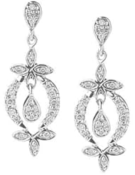 14K White Gold Diamond Drop Earrings (1/3Cttw, SI Clarity, F Color)