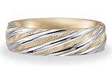 BENCHMARK 14K Two-Tone White and Yellow Gold 6mm Carved Ring (Sz 4 - 8)