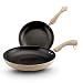 Paula Deen 9-Inch and 11-Inch Porcelain Cookware Skillets, Oatmeal Speckled, Twin Pack