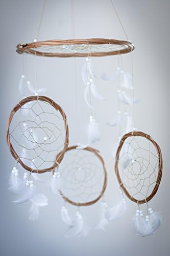 Large All White Dream Catcher Mobile - 12" / 30CM Diameter White Dreamcatcher Mobile Bohemian Dream Catcher Nursery Mobile Crib Mobile Cot Mobile Baby Mobile Boho Decor Wedding Decor