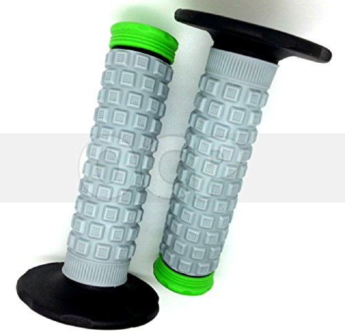 Motorcycle Dirt Bike MX Pillow Top Twist Grips - Black/Grey/Green