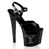 Pleaser Shoes WomenÕs TABOO-709RE-2,7 1/2" Ankle Strap Sandal W/Rhinestone-Embedded Double Hearts