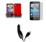 HTC Inspire 4G (AT&T) Premium Combo Pack - Red Hard Rubberized Shield Cover ....