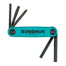 Bondhus 12540 GorillaGrip� Fold-up Utility Set, #1 Phillips, 3 16-Inch Slotted, 4mm Hex,... by Bondhus Corporation