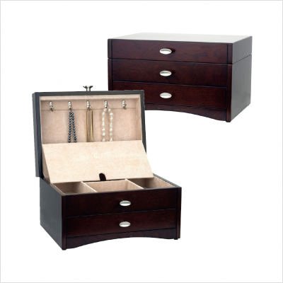 Avery Jewelry Chest in Rich Mahogany