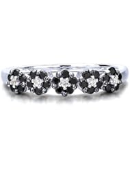 Ze Sterling Silver Black and White Diamond Ring.
