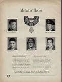Medal of Honor Recipients: Sergeant Travis Watkins, Gladewater, Texas, MOH; Private First Class Melvin Brown, Mahaffey, Pennsylvania, MOH; Lieutenant Frederick Henry, Clinton, Oklahoma, MOH; Major General William E. Dean, Berkeley, California, MOH; and Sergeant Charles Turner, Boston, Massachusetts, MOH. ..... 1951 U.S. Defense Bonds Ad, A3481A.