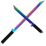 Dual Rainbow Blade Full Tang Ninja Swords W/ Sheath