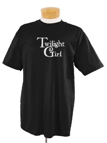 TWILIGHT GIRL T-SHIRT CLOTHING ADULT & CHILDREN SIZES, CHILD 14/16, BLACK/SILVER PRINT