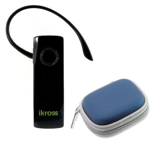iKross Wireless Bluetooth Handsfree Headset + Pouch Case For Motorola Droid Razr M, Droid Razr Maxx HD Verizon Android Cell Phone