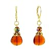 Earrings - E290 - Fire Polished Glass - Curved Lentil ~ Smoky Topaz (Brown)
