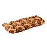 Pillow Perfect Outdoor Wicker Loveseat Cushion - Brown Orange Circles