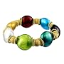 Multicolor Murano Glass and Gold Plated Bead Bracelet - Amber Multi-Color