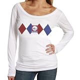 NBA Philadelphia 76ers Ladies White Argyle Long Sleeve Premium T-shirt (Large)