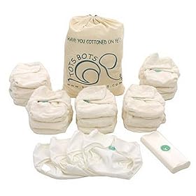 Tots Bots Nappy Starter Pack (Stage 2, Popper Fastening, Bamboo Material)