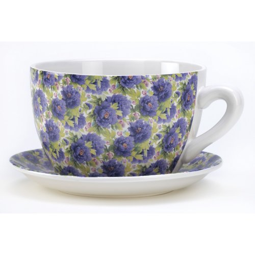 Gifts & Decor Lavender Rose Teacup Saucer Flower Pot Herb Planter On Sale