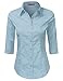 LA BASIC Womens 3/4 Sleeve Button Down Point Collared Shirts (S-3XL)