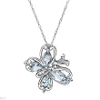 Necklace With 1.01ctw Precious Stones - Genuine Aquamarines and Diamond Made in White Gold Length 18in