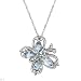Necklace With 1.01ctw Precious Stones - Genuine Aquamarines and Diamond Made in White Gold Length 18in