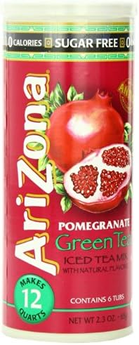 AriZona Sugar Free Pomegranate Green Tea Iced Tea Mix 2.4-Ounce Tubs in Canister(Pack of 6)