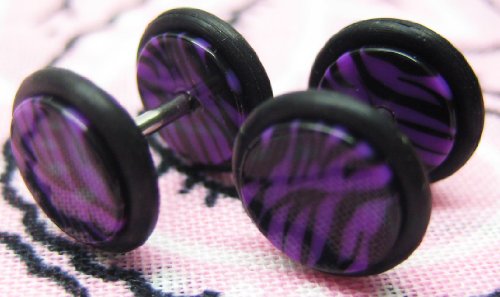 Earrings Ring Fake Cheater Plug CZ 16g Ear pair 16g
