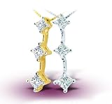 14K White Gold Three Princess Cut Diamond Pendant - GH SI - 0.25 Ct. - 1.50 Ct.