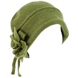 100% Wool Winter Cloche Crushable Foldable Bucket Flower Tassle Church Hat Olive