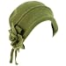 100% Wool Winter Cloche Crushable Foldable Bucket Flower Tassle Church Hat Olive
