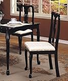 Set of 2 Black Queen Anne Style Wood Dining Chairs