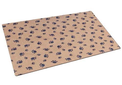 Drymate Cat Bowl Place Mat with Paw Imprint Design, 12-Inch by 20-Inch, Tan