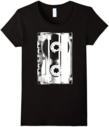 Women's Cassette Tape Mixtape Vintage Retro Eighties 80s T-Shirt XL Black