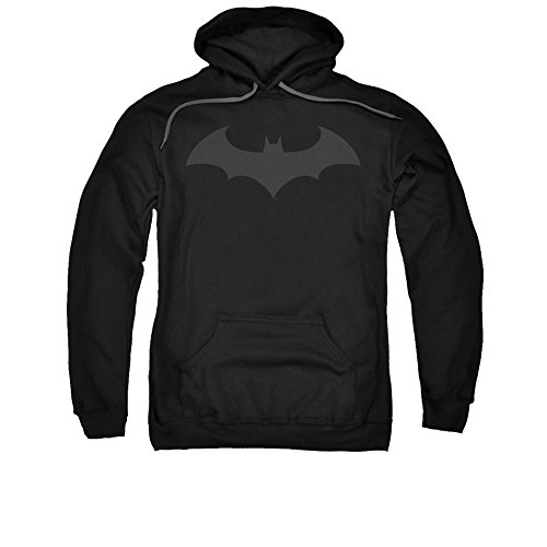 Batman DC Comics Hush Bat Logo Grey on Black Adult Pull-Over Hoodie