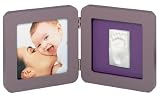 Baby Art 34120051 - Print Frame f&uuml;r Foto und Hand-/ Fu&szlig;abdruck, quadratischer Rahmen mit abgerundeten Ecken, Taupe & Lime/Plum