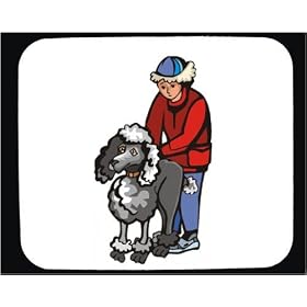 Mouse Pad with body, poodle, individuals, individual, domestic, humans, girl, dog, person, fasten, human, fix, persons, dogs, leash, people, animal, collar