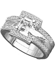 Ann Harrington Jewelry 14k White Gold 1/3 Ct Tw Diamond Pave Antique Style Halo Ring Guard For Princess, Radiant, Cushion Etc.