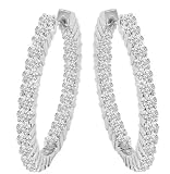 4.20 ct. TW Round Diamond In/Out Large Hoop Earrings in 14k WG