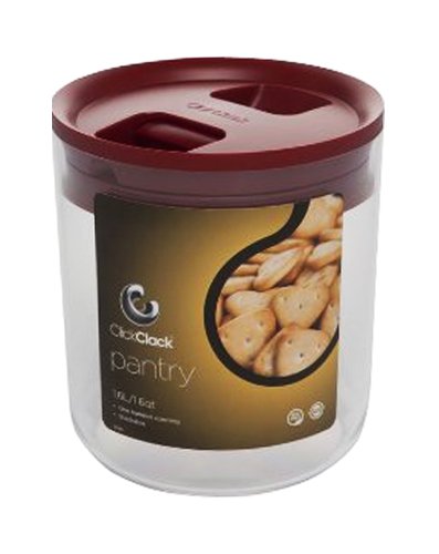 Click Clack Pantry Canister, 1.6-Quart, Red Lid