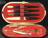 Gold-plated Red Croco Leather Manicure Set