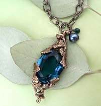 Tinuviel Brass Filigree Necklace with Vintage Gem Jewelry Inspired by Tolkien's The Lord of the Rings Chain Pendant Fantasy
