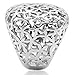 Eternal Sparkles Women's Stainless Steel High-Polished Square Floral Cutout Cocktail Ring