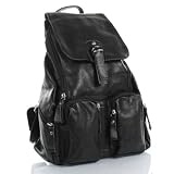 Leder Rucksack schwarz LECONI kleiner Stadtrucksack