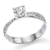 Certified, Round Cut, Solitaire Diamond Ring in 14K Gold / White (1/2 ct, I Color, VS1 Clarity)