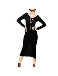 Scoop Neck Acrylic/Spandex/Knit Stretchy Long Sleeves  Dress