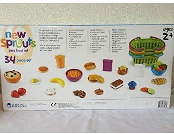 LEARNING RESOURCES Favorite Play Food play house set play house play toy breakfast lunch dinner 34 item basket with girl excitement delight